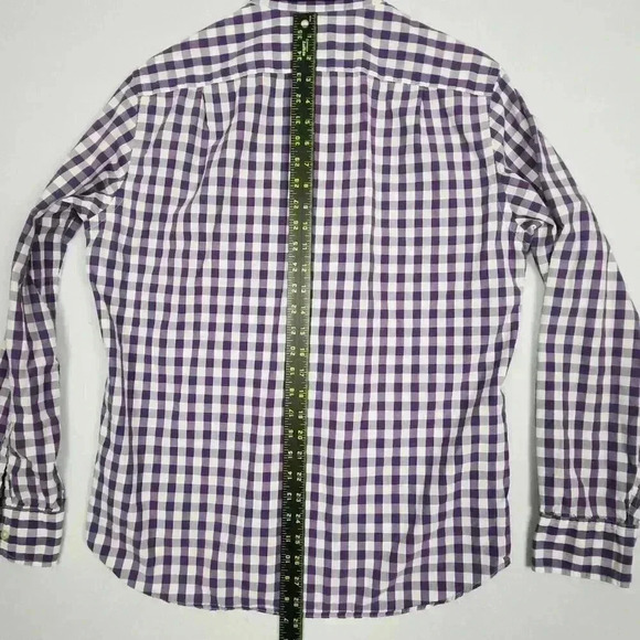 J Crew Men's Button Down Long Sleeve Shirt Medium 100% Cotton Purple Checkered‎ - Picture 15 of 16